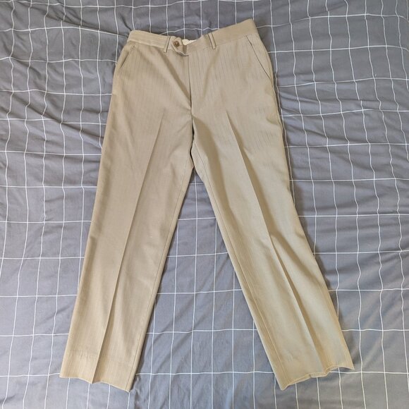 Maranzone Beige Pinstripe Suit Pants - Matching Bundle Offer $10 Off - Picture 1 of 2